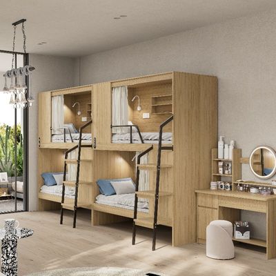 Hostel-Ready vollständig geschlossene moderne Wohnung Holzbett und Stahl Fuß Treppe Unterstützung Anpassung
