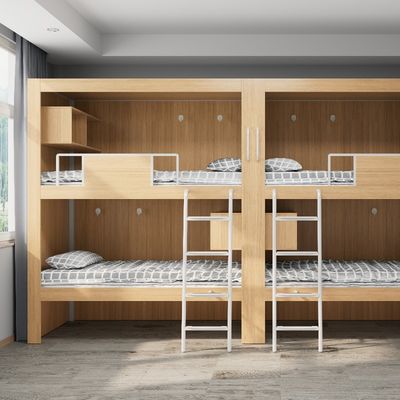 kaufen 4000 X 900 X 2400 mm Holzfarbe Mode-Bunk-Bett für Jugendherberge Unterstützung Anpassung online manufacture