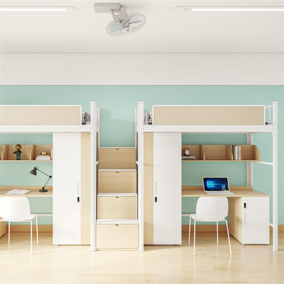 Contemporary Bunk Bed With Desk For School Dormitory Furniture Support customization