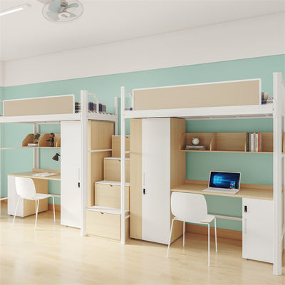 Contemporary Bunk Bed With Desk For School Dormitory Furniture Support customization