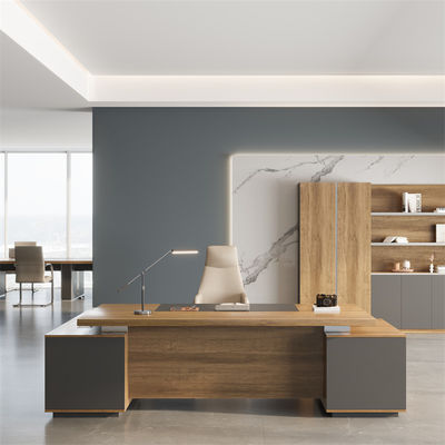 kaufen Walnussfarbe Moderne Manager Büro Schreibtisch Handelsmöbel Support Anpassung online manufacture