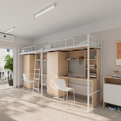 kaufen 4000 X 900 X 2120 mm Erwachsene Metallrahmen Bunk Betten mit Schreibtischunterstützung Anpassung online manufacture