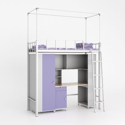 Student dormitory furniture purple white double spell multi-functional apartment bed with a desk