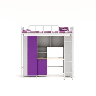 Student dormitory furniture purple white double spell multi-functional apartment bed with a desk