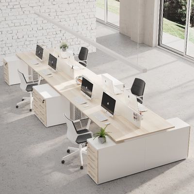 kaufen Tisch für acht Personen mit Trennbildschirm und Schließfach in MFC Holz-Stil Seitentisch Option Unterstützung der Anpassung online manufacture