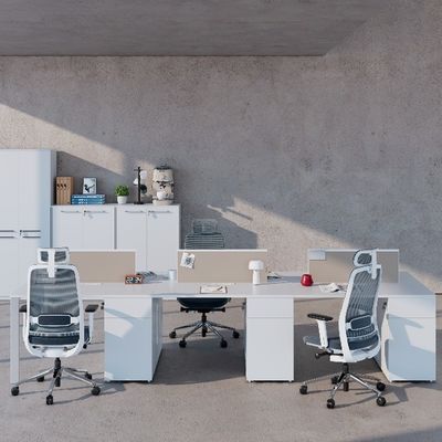 kaufen Moderner Vier-Personen-Büro-Schreibtisch mit verriegeltem Schrank online manufacture