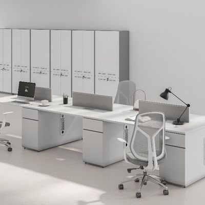 kaufen Unterstützung der Anpassung Moderne Vier-Personen-Büro-Schreibtisch Modernes Design Dauerhafte MFC-Panelfurniture online manufacture