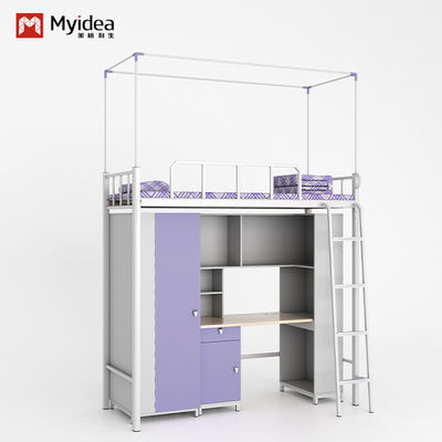Student dormitory furniture purple white double spell multi-functional apartment bed with a desk