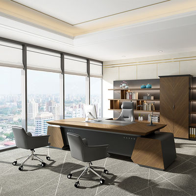 kaufen Moderner Luxus-Boss-Büro-Schreibtisch Großes Holz-MDF-Paneel-Schreibtisch in dunklen Farben Klassisches Design für Büroanwendung Unterstützung der Anpassung online manufacture