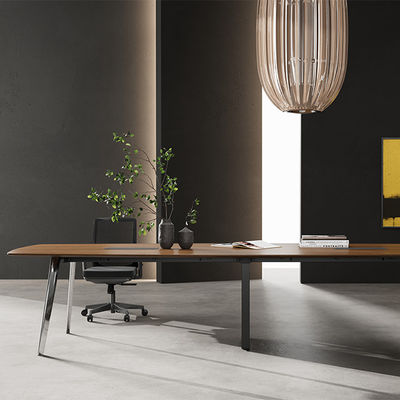 kaufen Unterstützung der Anpassung Modernes Design Dunkles Holz Getreide Konferenztisch mit kaltgewalzten Stahlbeinen Büromöbel für Tagungs- und Verhandlungsräume online manufacture