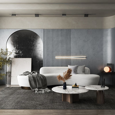 kaufen Unterstützung der Anpassung Nordic Minimalismus Ledersofa Set, Büro, Schlafzimmer, Innovatives Bogendesign, Metallbeine, Dreisitzer, Stoff online manufacture