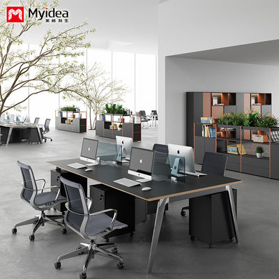kaufen Moderne Vier-Personen-Büro-Schreibtisch-Anpassung Moduler Holztisch mit plattierten Aluminium-Legierungsbeinen für das Büro zeitgenössisches Design online manufacture
