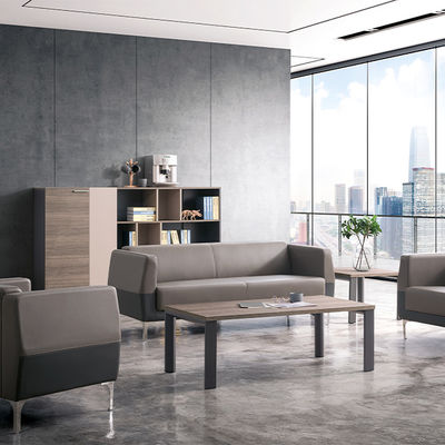 kaufen Büro-Sofaset Moderne Geschäftsrezeption Sofa mit Edelstahl-Fuß-Ledermöbeln und Stahlbeinbasis online manufacture