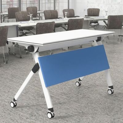 Minimally Designed Steel Legged Foldable Training Table For Easy Mobility, With A Learning Board And A Single Person Conference Table