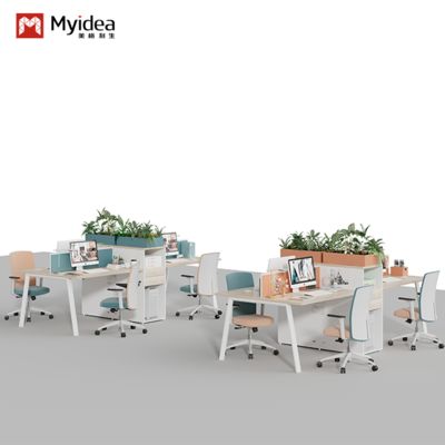 kaufen Mitarbeiterschreibtisch mit Stauschrank gegenüber zwei Personen, Foshan beliebte Büromöbel, Schreibtischaufsatz, Mitarbeiterarbeitsplatz online manufacture