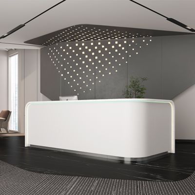 kaufen Textur Künstlicher Stein Schreibtisch Rezeption Firma Hotel Rezeption Service Desk Einfacher, moderner und stilvoller geschwungener Schalter online manufacture