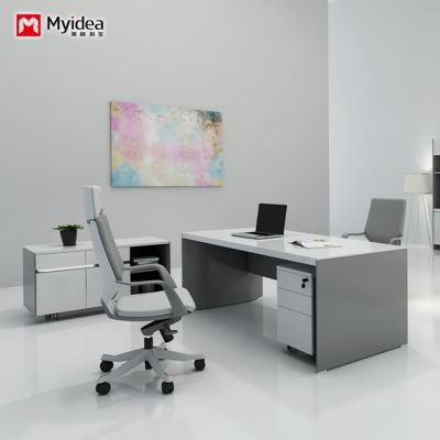 customization white baking paint process office desk，modern and fashionable boss desk，office furniture，computer desk