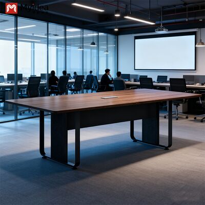 Modern Design Dark Wood Grain Conference Table With Cold-Rolled Steel Legs Office Furniture for Meeting & Negotiation Rooms Factory wholesale