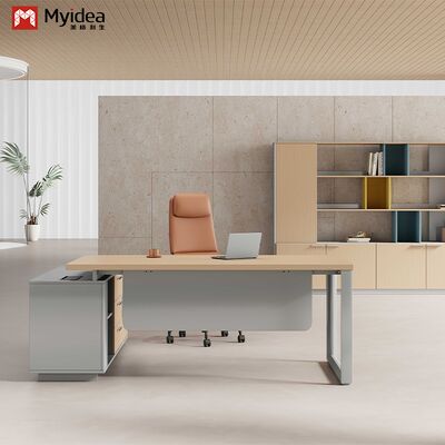 kaufen Myidea Massivholz L-förmiger Schreibtisch mit Unterschrank und mehreren Stahlfüßen für Bürogebäude online manufacture