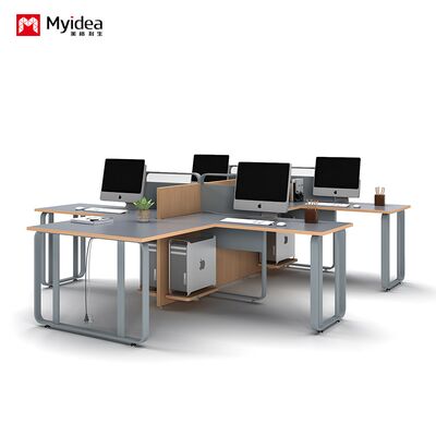 Modern Minimalist Two Person Combination Office Desk with Screen, Card Holder Partition, Multi Person Combination Staff Desk