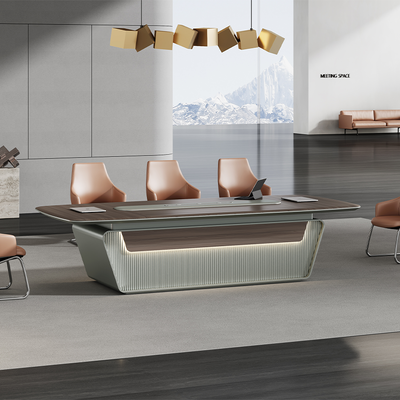 kaufen PVC-Vinyl-Laminat rundes Konferenztisch   Glanzfarbene Oberfläche für Büro-Treffräume online manufacture