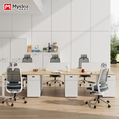 kaufen Moderne Holz-Arbeitsplatzschreibtische mit Stauraum, gegenüberliegend, freistehendes Design, einfache Montage online manufacture