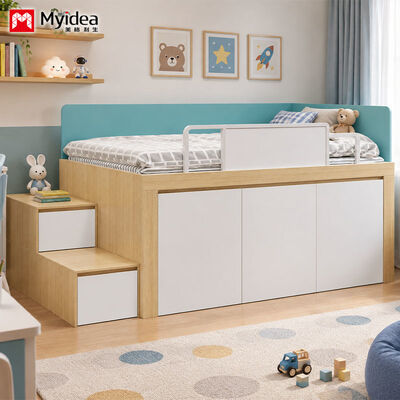 Besorgen Dachbett mit Lagertreppe für Schlafzimmer und Wohnung, platzsparender Hoch-Niedrig-Bettrahmen mit eingebauten Lagertreppen und Lagerplatz unter dem Bett online manufacture