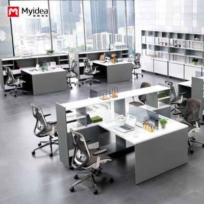 Anpassung großer Speicherschreibtisch mit Schrank, 2-Personen-4-Personen-Büro-Computertisch-Design, Bildschirm-Trennwände, Mitarbeiter-Schreibtisch