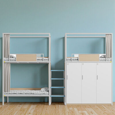 Drei-Personen-Etagenbett mit Kleiderschrank, Nachttischlampe, Trittleiter, hohem Schutzgitter, Bettvorhang, Schlafsack für Studentenwohnheime