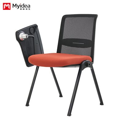 Büro-Sitzungszimmer, Schulungsraum, Kunststoffstuhl mit kleinen Tischbrett, Schnalle